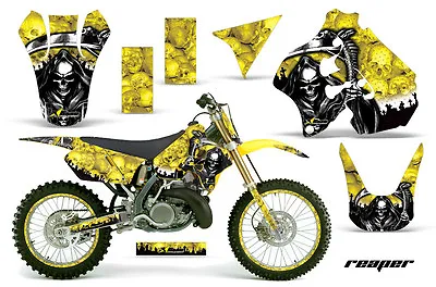 Graphics Kit Decal Sticker Wrap + # Plates For Suzuki RM250 1996-1998 REAPER YLW • $259.95