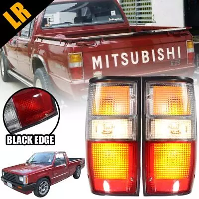 Tail Light Clear Red Black Rim LR Fit Mitsubishi L200 Mighty Max 1986-1997 • $69.43