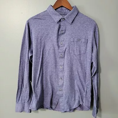 BUGATCHI Polo Shirt Mens L Large Blue Long Sleeve Shirt Pocket Blue Collar • $14.25