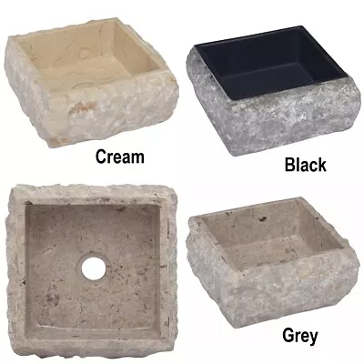 Bathroom Natural Marble Sink Small Real Square Stone 30x30cm Handmade Wash Basin • £110.23