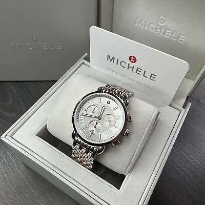 NEW✅ MICHELE Sporty Sport Sail Gray Two Tone Rose Gold Stainless Steel Watch • $695