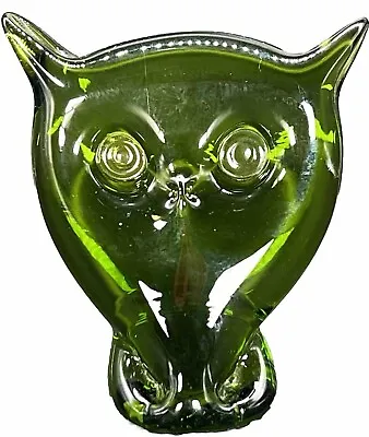 Viking Art Glass Owl Paperweight Green Hand Blown Sculpture Cottagecore Vintage • $49.99