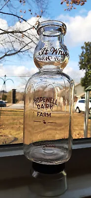 $16.95 • Buy Pyro HOPEWELL DAIRY FARM Cream Top Quart Milk Bottle BELLEFONTAINE , OHIO