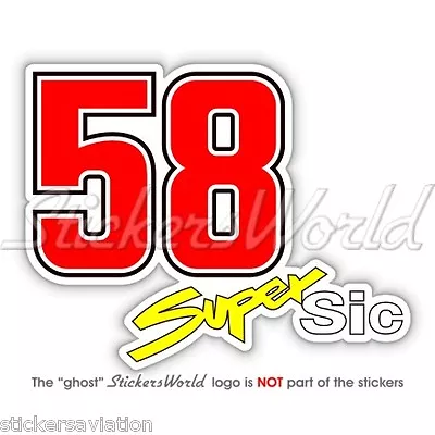 MARCO SIMONCELLI 58 Super Sic Moto GP 100mm Vinyl Fahrradhelm Sticker Aufkleber • $4.49