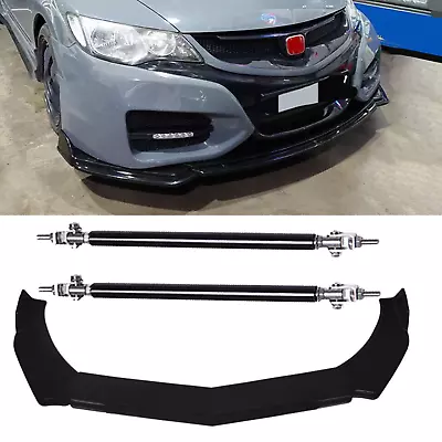 For Honda Civic Type R Front Bumper Lip Splitter Spoiler Glossy Black Body Kit • $99.99