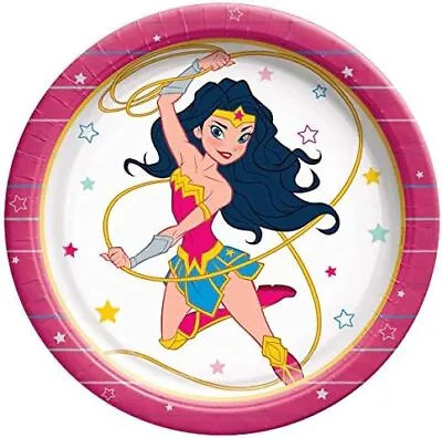 Young DC Wonder Woman Comics Superhero Birthday Party 9  Paper Dinner Plates • £9.43