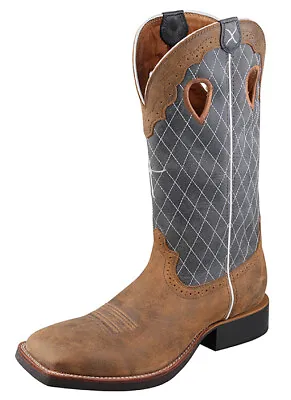 Twisted X Mens Ruff Stock Boots Bomber Brown/Blue #MRS0027 ~ Reg & Wide Sizes! • $255