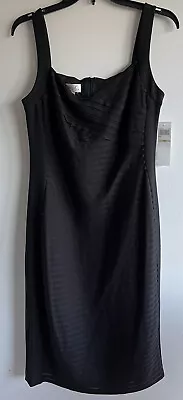 Maggy L Sleeveless Black Sheath Dress Knee Length Lined Zip Back Sz 12 NWT • $24