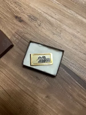 Vintage Barlow Etched Duck Themed Money Clip Gold Tone - PRE-OWNED • $24.50