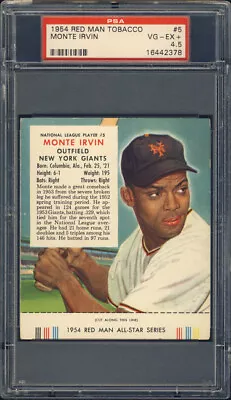 1954 Red Man Tobacco #5 Monte Irvin PSA 4.5 New York Giants HOF • $87.50