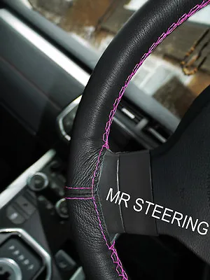 For Mg Mgb 1962-1976 True Leather Steering Wheel Cover Hot Pink Double Stitching • $42.99