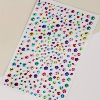 Large Sheet 3D Rhinestone Sticker Colorful Simulated Gemstone Face Sticker DIY • £2.19