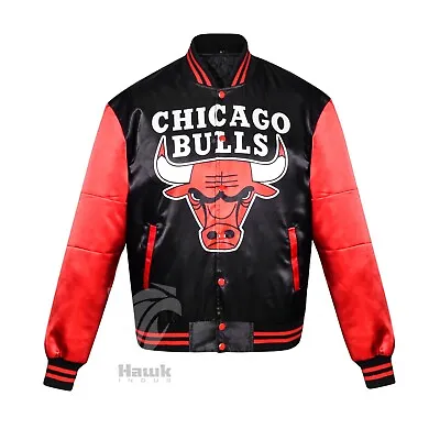 Michael Jordan Chicago Bulls Sublimation Satin Varsity Jacket Free Shipping • $90