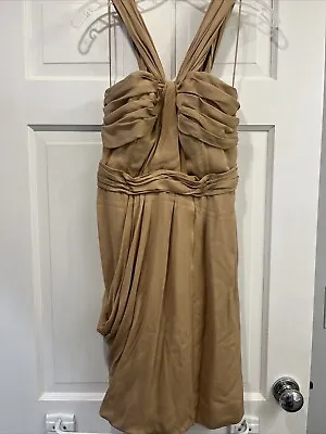 J.Mendel Couture Size 12 Tan Mini Dress. 100% Silk. EUC • $100