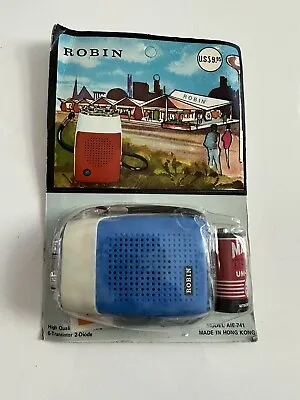 VINTAGE ROBIN #AIE-741 Solid State Micro Transistor Radio-Blue *New Old Stock • $39