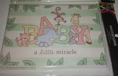 Baby Shower A Little Miracle (2) Sets 8 Ea Monkey Giraffe Elephant Tiger Koala • $21.78