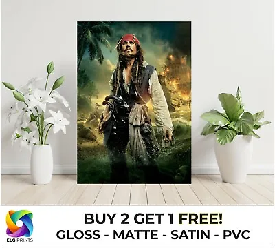 £5 • Buy Jack Sparrow Pirates Of The Caribbean Classic Movie Large Poster Art Print Gift