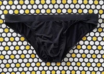 Men's Sexy Black Thin Sheer Unlined Bikini Swim Brief Swimsuit Size Medium • $24.99