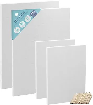 HEFTMAN 4 X Artist Blank Canvas Frame Art Painting Acrylic Oil White A4/A3 Size • £12.79