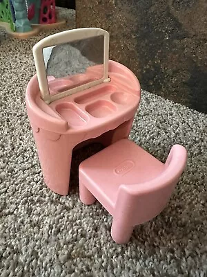 Vintage Little Tikes Dollhouse PINK Vanity Table And Chair • $9.99