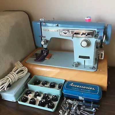 Rare Brother Sewing Machine W/Cams & Attachments Wood Base & Covert Sew Leather • $218.58