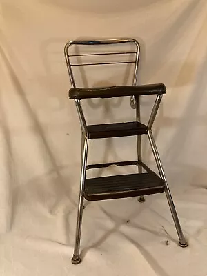 Vintage COSCO Mid Century Kitchen Step Chair Stool With Flip Up Seat Brown • $70