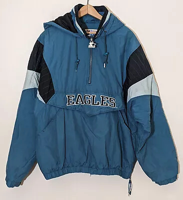 Starter Philadelphia Eagles Green Puffer Half Zip Large Pullover Parka DAMAGED • $174.95