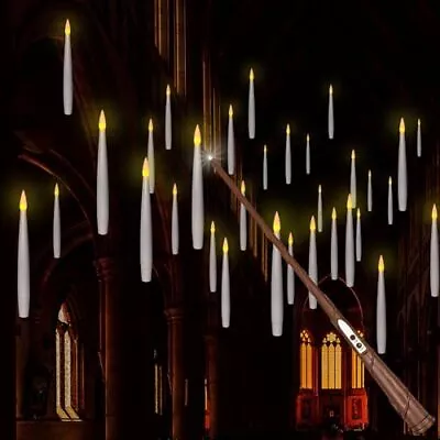 20pcs Flameless Taper Floating Candles With Magic Wand Remote Flickering Warm Li • $50.62