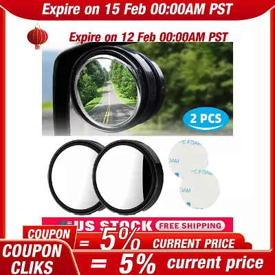 2Pcs Blind Spot Mirrors Round HD Glass Convex 360° Side Rear View Mirror For Ca! • $2.79