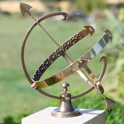 Deluxe Antique Bronze Effect Profatius Solid Brass Garden Armillary Sundial • £175