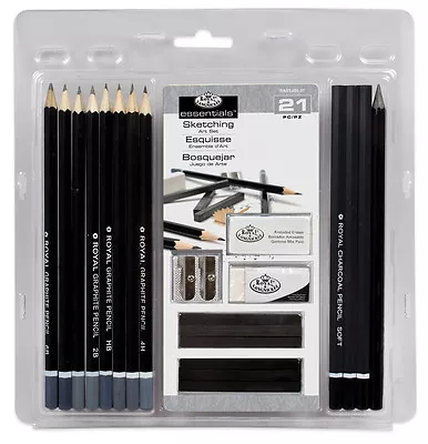 21 Piece Sketching Artist Set Graphite Pencil & Charcoal Drawing Sticks 4H - 6B • £6.65