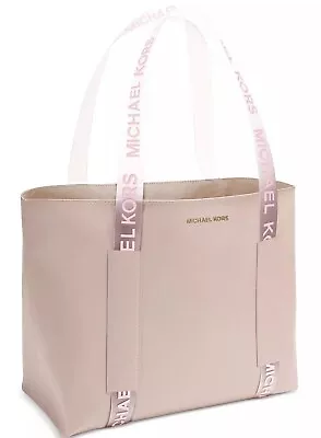 Michael Kors Faux Leather Tote Clear Logo Straps Blush Pink Nude Jet Set Bag • $49.14