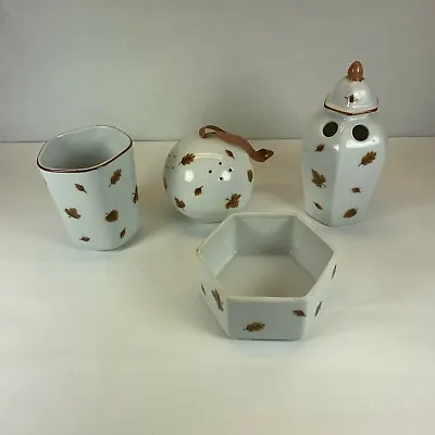 Bathroom Soap Dish Toothbrush Holder Potpourri Holder Tumbler Porcelain Lot 4 • $44.55