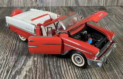 FRANKLIN MINT 1955 Chevrolet Bel Air Convertible 1:24 Red/White *Missing Mirror • $27.89