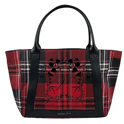 Victoria’s Secret VS Black Red Plaid Travel Tote Shoulder Overnighter Bag • $16.99