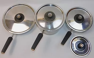 7 Pc Vtg Revere Ware 1801 Copper Core Stainless Steel Set Pans With Lids  • $58.95