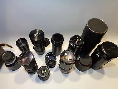 Lot Of 9 Vintage Camera And Projector Lenses:  Minolta Vivitar Pentax Focal + • $19.99