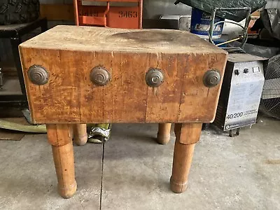 Vintage Antique Farmhouse Butcher Block Island /table • $450