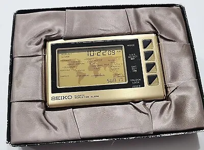 1980s Seiko Quartz World Time Alarm Digital Travel Clock QEK153G GMT NEW BATTERY • $54.99