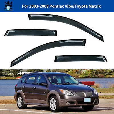 $37.99 • Buy Dark Smoke Window Visor Rain Guards Fit 2003-2008 Pontiac Vibe & Toyota Matrix