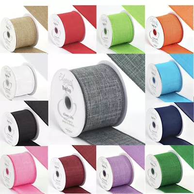 £2.75 • Buy Wired Edge 63mm Ribbon Plain Coloured Burlap Jute Hessian