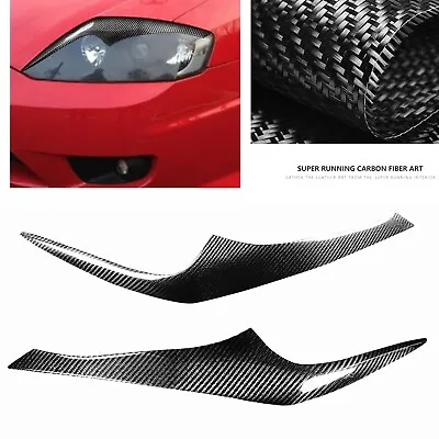 For Hyundai Tiburon Coupe 2003-2008 Carbon Fiber Headlight Eyebrow Cover Trim 2X • $19.99