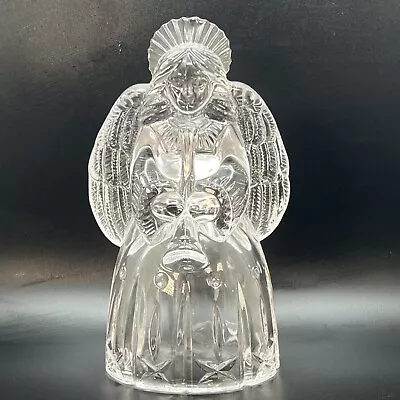 Mikasa Candle Holder Small Crystal Trumpeting Angel Vintage • $15.87