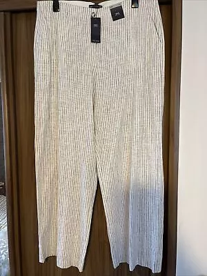 Bnwt M&s Beautiful Cream Stripe Wide Leg Linen Blend Trousers 20 L • £14