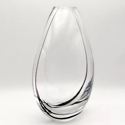 Kosta Boda Kontur Glass Vase 7.5  Clear W/Amethyst Ribbon Vicke Lindstrand #1238 • $72