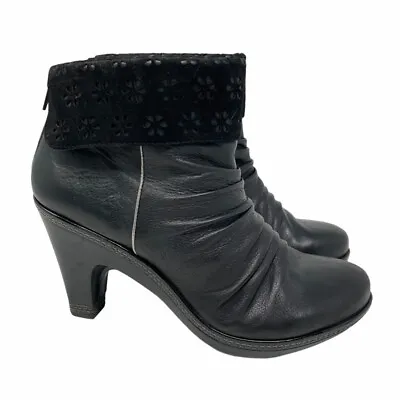 J-41 Women's Temptation Ankle Boots Booties Black Leather Suede Zip Slouch 8 M • $54.99