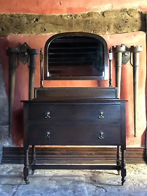 Beautiful Vintage Period Antique Victorian Beaded Oak Dresser & Mirror 1800's • £349