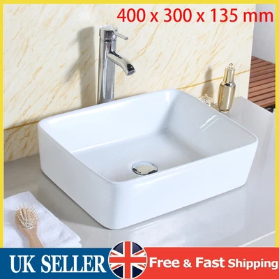 £35.90 • Buy Bathroom Ceramic Counter Top Basin Cloakroom Gloss Hand Wash Rectangular Sink