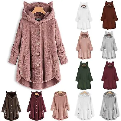 £24.69 • Buy Womens Teddy Bear Oversized Jacket Coat Warm Fleece Loungewear Cardigan Winter