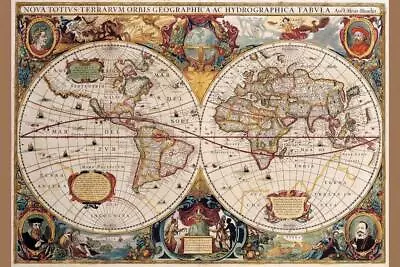 World Map 17th Century Antique Vintage Art Print Poster 24x36 • $14.98